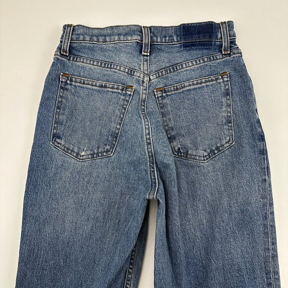 Abercrombie & Fitch 90's Straight High Rise Distressed Women size 2P Blue Jeans - Picture 5 of 5